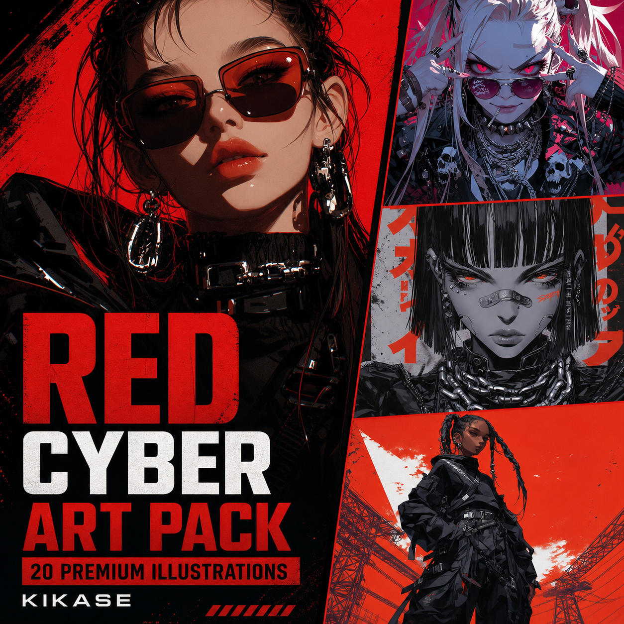 Red Drift Phonk Creator Bundle - 15 Tracks + 18 Cyber Illustrations